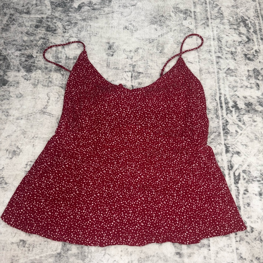A&F Women's Red Polka Dot Top